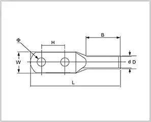 A0115 Copper Compression Cable Lugs Two Holes